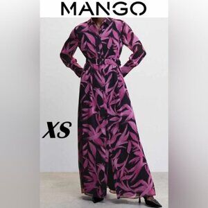 Mango - Ladies Printed Chiffon Dress - Black/Purple. Size: XS. NWT